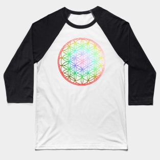 Flower of Life, Rainbow Faux Foil Baseball T-Shirt